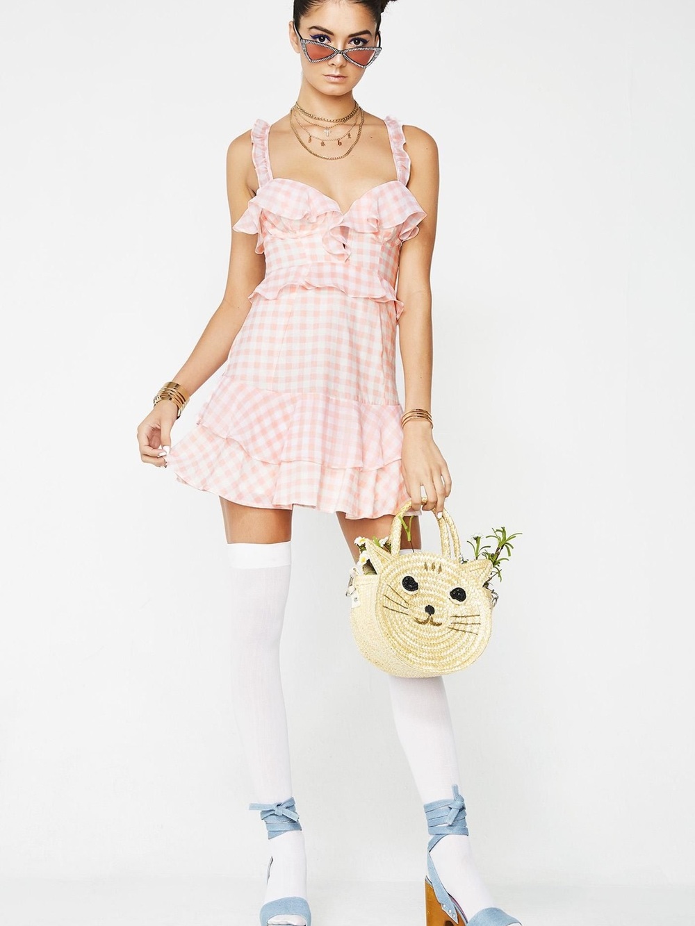 For Love of Lemons Dixie Gingham Mini Dress size M - Picture 1 of 9